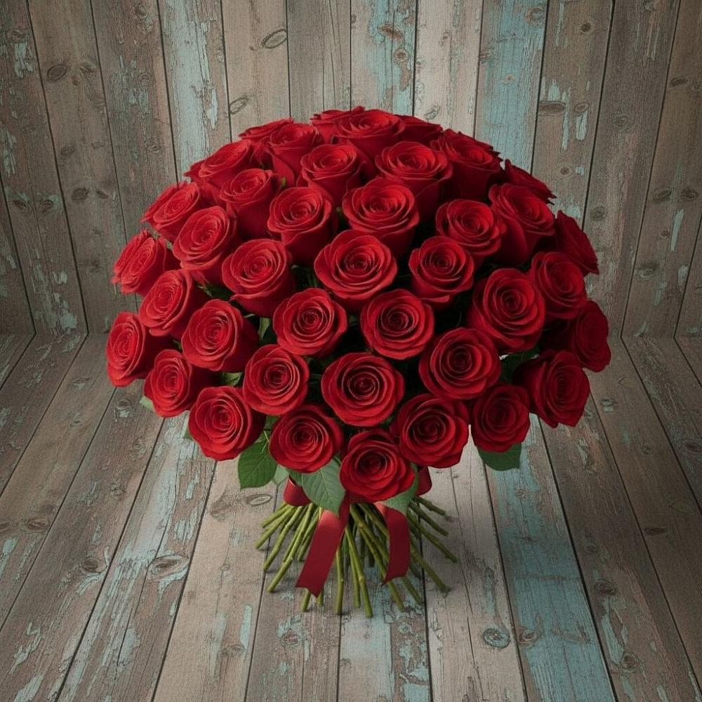 Букет 55 Красных роз Фридом в Первомайский