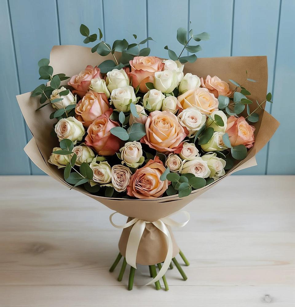 Букет цветов из: Альстромерии и Розы в Первомайский