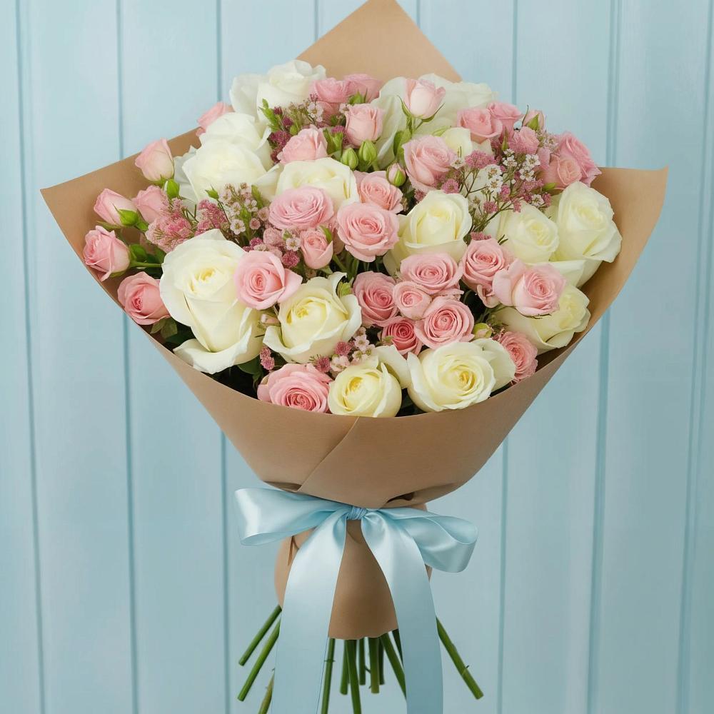 Букет цветов из: Розы в Первомайский