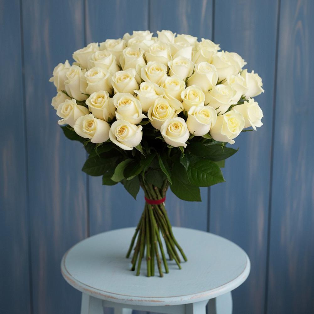 Букет 51 Белая роза Эдлесс Лав в Первомайский