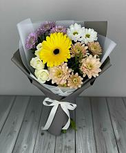 Букет цветов из:  Розы, Герберы и Хризантемы #REPLACE_PRED# Первомайский