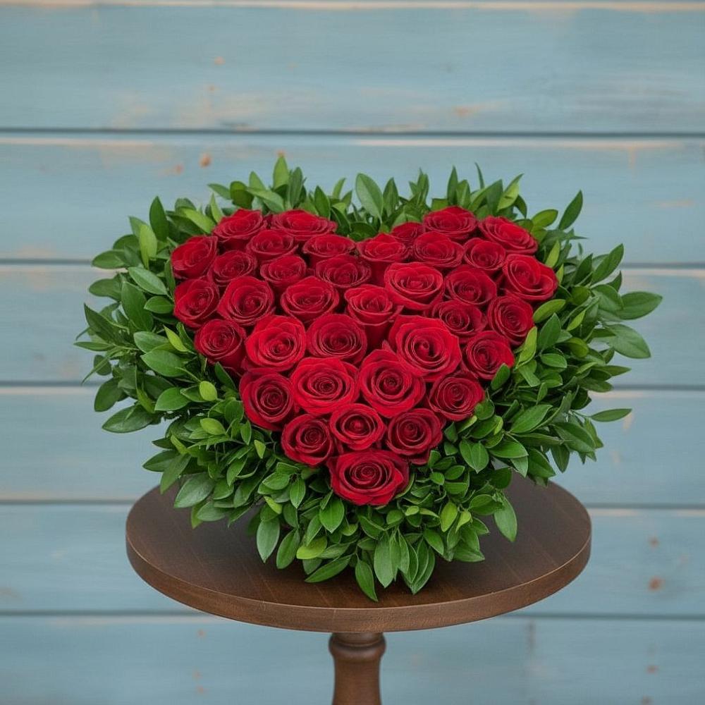 Цветочная композиция из Розы в виде сердца в Первомайский