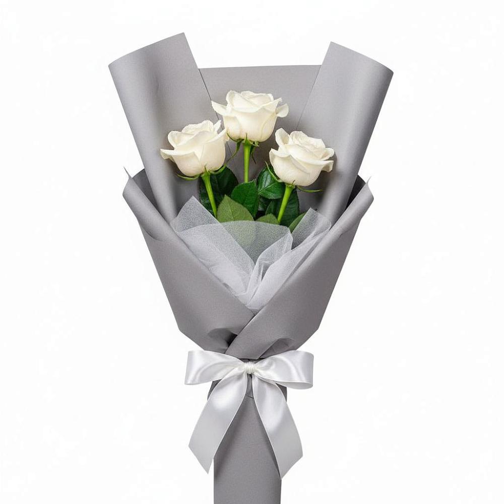 Букет 3 белые розы в Первомайский
