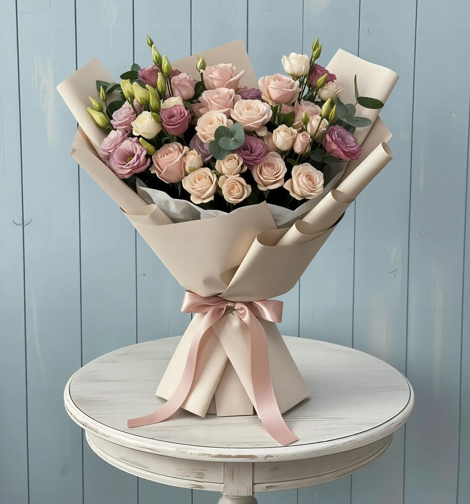 Букет цветов из: Розы и Лизиантусы в Первомайский