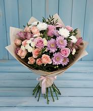 Букет цветов из:  Хризантемы, Розы и Альстромерии #REPLACE_PRED# Первомайский