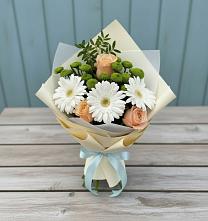 Букет цветов из:  Герберы, Розы и Хризантемы #REPLACE_PRED# Первомайский