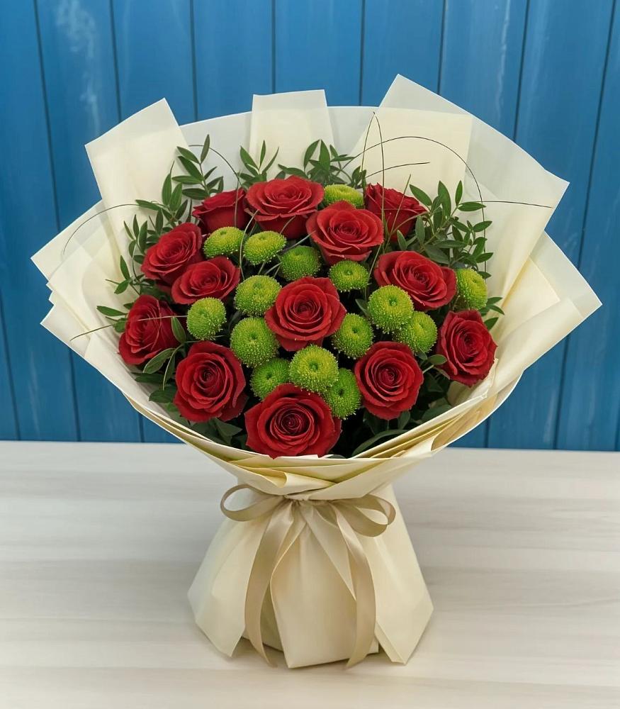 Букет цветов из: Розы и Хризантемы в Первомайский